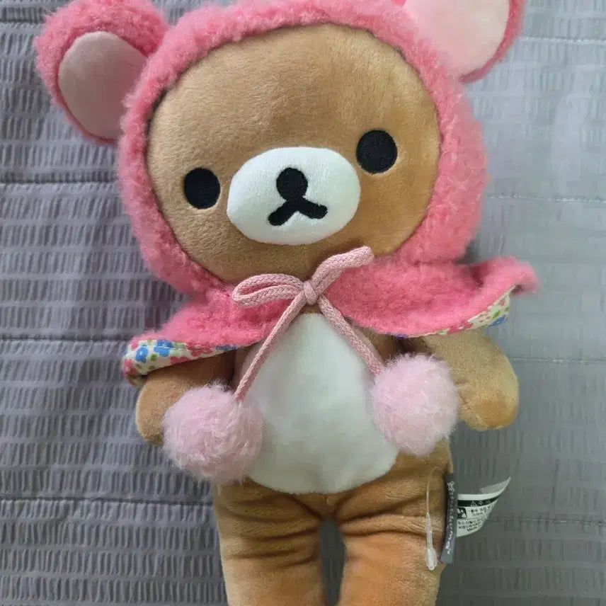 [BUNJANG] Rilakkuma Pink Hooded Cape Plush Doll / 리락쿠마 핑크 후드 망토 인형