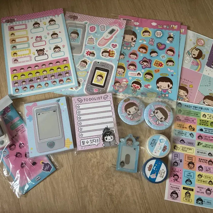 [BUNJANG] Touch Angel Clicker Sticker Stationery Set Bundle / 수호천사 엔젤이 터치엔젤폰 클릭커 스티커 문구세트 일괄