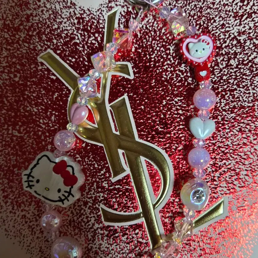 [BUNJANG] Hello Kitty Gemstone Bead Strap / 헬로키티 보석 비즈 스트랩 고전문구 고전키티 킽스