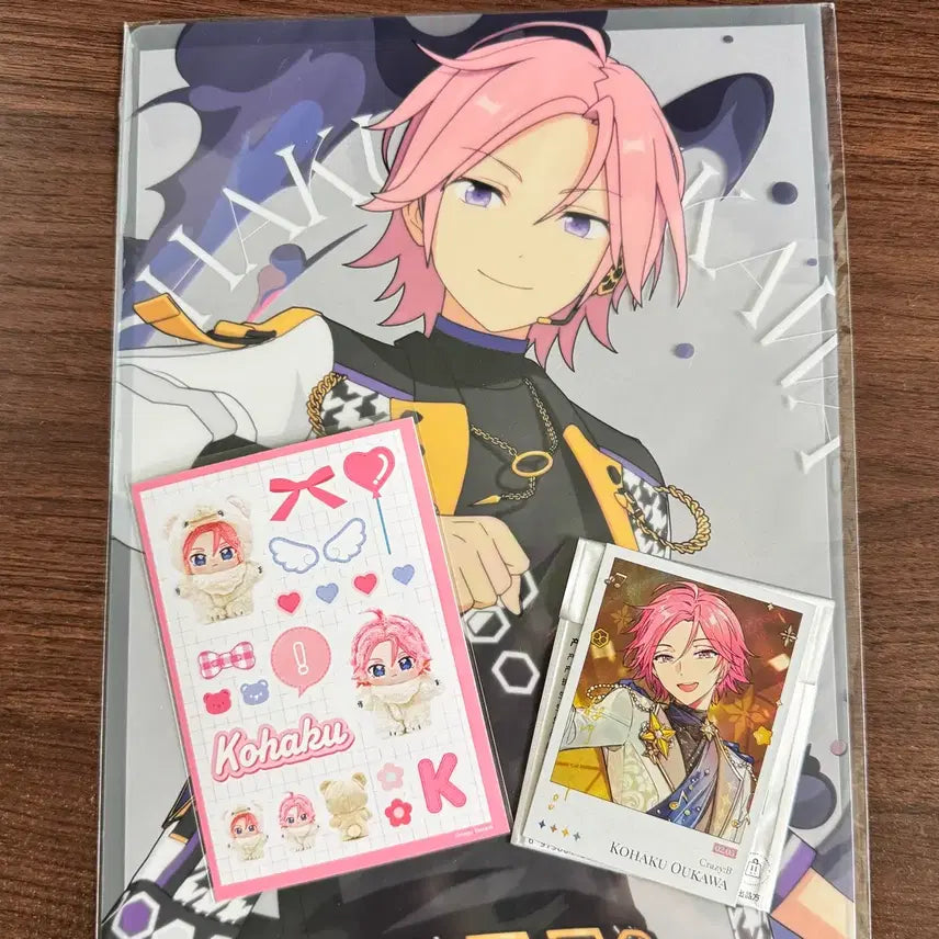 [BUNJANG] Ensemble Stars! Kohaku Oukawa Plush, Sticker Sheet, L-size Print, and Clear File Bundle / 앙상블스타즈 앙스타 오우카와 코하쿠 이츠누이 곰누이 씰 스티커 L판 및 클리어파일 일괄
