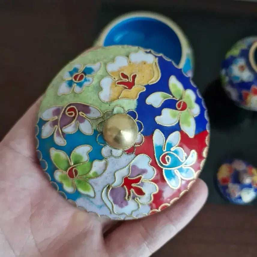 [BUNJANG] Vintage Cloisonné Enamel Hinged Boxes Set of 3 / 빈티지 칠보 문양 뚜껑합 3개 세트