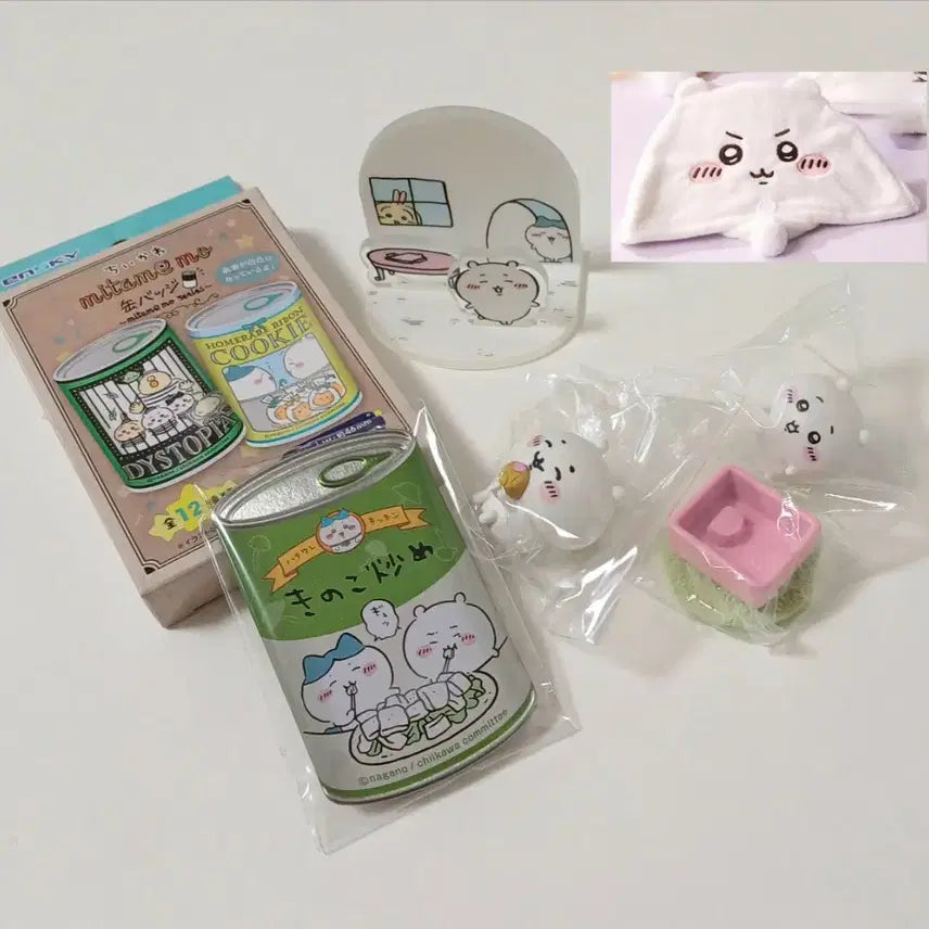 [BUNJANG] Chiikawa Diorama Figure Badge Hair Cap Set (Bundle) / 먼작귀 치이카와 디오라마 피규어 뱃지 헤어캡 set(일괄판매)