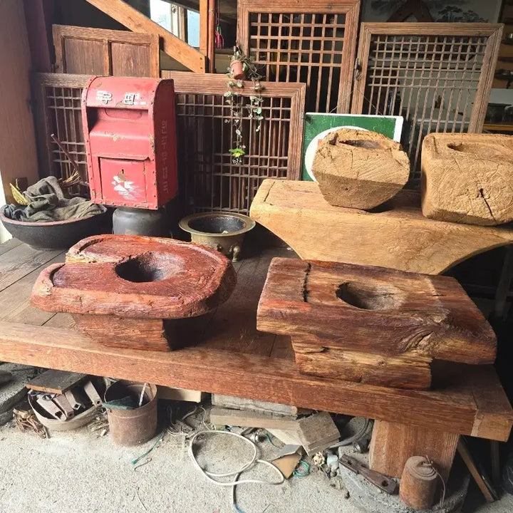 [BUNJANG] Hackberry Wood Mortar and Pestle Set (2 pcs) / 괴목절구 2개