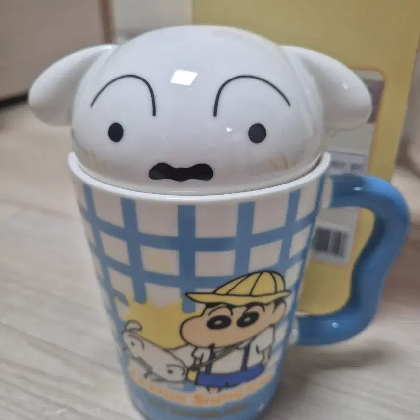 [BUNJANG] Crayon Shin-chan Lid Mug Cup Blue / 새상품)짱구는못말려 뚜껑 머그컵 블루