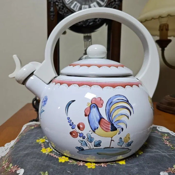 [BUNJANG] Villeroy &amp; Boch Rooster Enamel Whistle Teakettle / 올드 빈티지 빌레로이앤보흐 루스터 법랑 휘슬 찻주전자 미사용품.