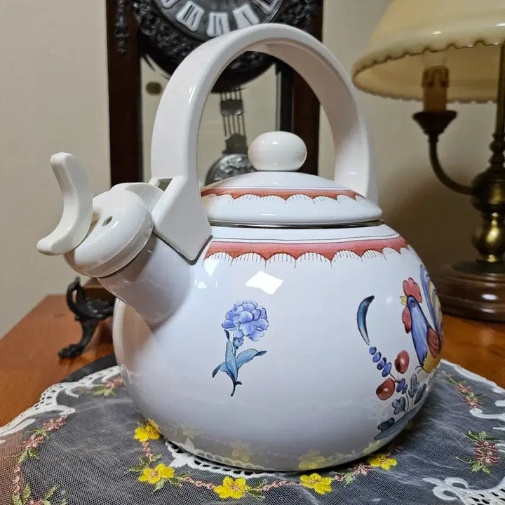 [BUNJANG] Villeroy &amp; Boch Rooster Enamel Whistle Teakettle / 올드 빈티지 빌레로이앤보흐 루스터 법랑 휘슬 찻주전자 미사용품.