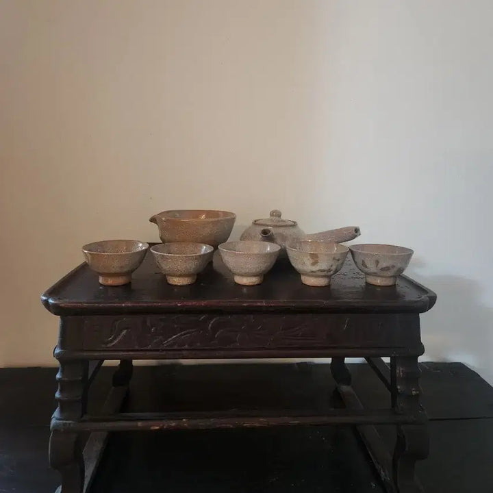 [BUNJANG] Lee Kyung-hyo Celadon 5-Person Tea Set (Unused Work) / 토곡 이경효 5인 분청다기 세트 (미사용 작품)