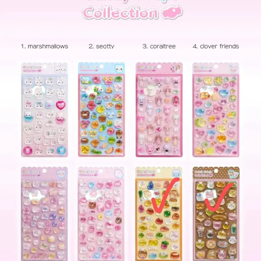 [BUNJANG] Mering Shop Candy Drop Collection Bobeong Drop Sticker Bundle Set / 일괄)메링샵 캔디드롭 컬렉션 포베 봉봉드롭 스티커
