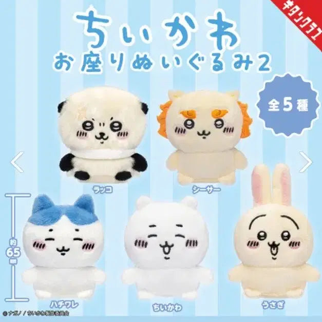 [BUNJANG] Chikawa Sitting Plush Toy - Collection 1 / 앉은 누이 가챠 1탄 웃는 치이카와