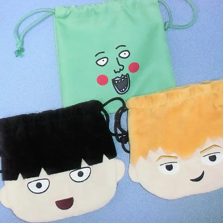 [BUNJANG] Mob Psycho 100 Mob, Reigen, Ekubo Drawstring Pouch Set / 모브사이코100 모브 레이겐 에쿠보 복주머니 파우치 세트