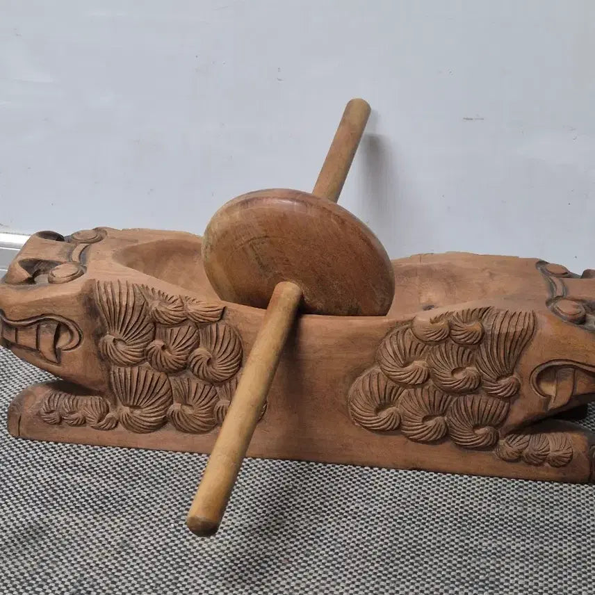 [BUNJANG] Haitai Pattern Jujube Wood Medicine Box Antique / 해태문양약연(대추나무)골동품