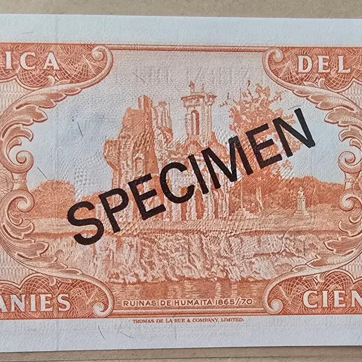 [BUNJANG] 1963 Paraguay 100 Guarani Specimen Bond - Uncirculated / 파라과이1963년 100과라니 견양권  완전미사용