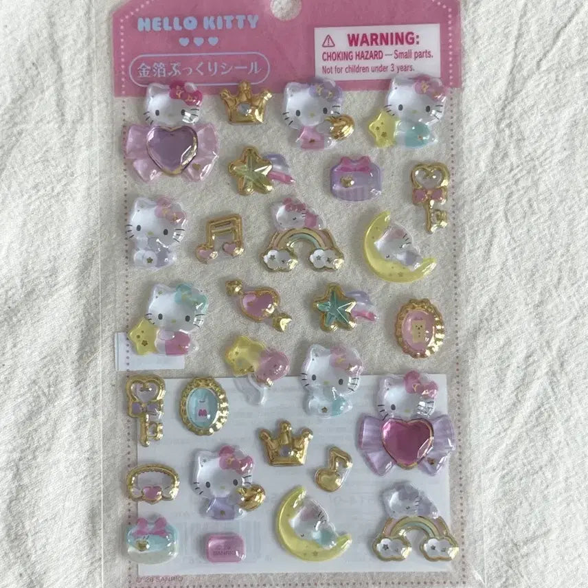 [BUNJANG] Hello Kitty Gold Foil Puffy Stickers (Sealed) / 헬로키티 금박 봉봉스티커 미개봉 새상품