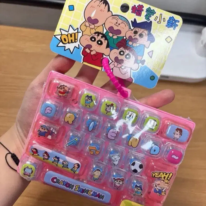 [BUNJANG] Crayon Shin-chan Big Keycap Fidget Toy Keychain Pink / [미개봉]짱구 대왕 키캡 키링 키보드 26구 피젯 토이, 핑크 짱구
