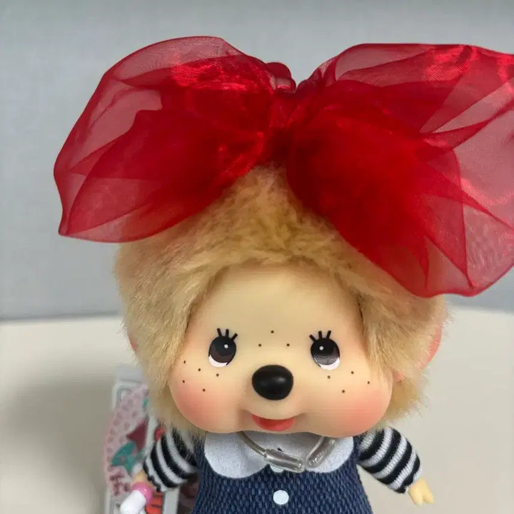 [BUNJANG] Hong Kong Big Head Red Ribbon Monchhichi Doll / 홍콩 대두 레드 리본 몬치치