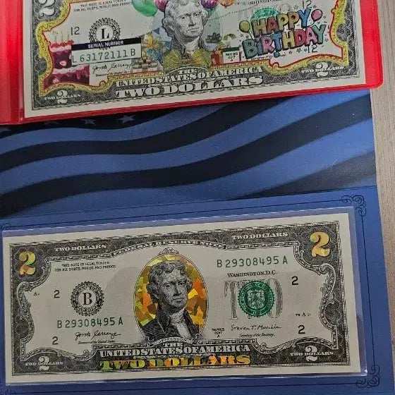 [BUNJANG] $2 Birthday Commemorative Bill &amp; Gilded $2 Bill Set / 행운의 2달러 생일 기념 지폐 &amp; 2달러 금장지폐 2 종 세트 일괄