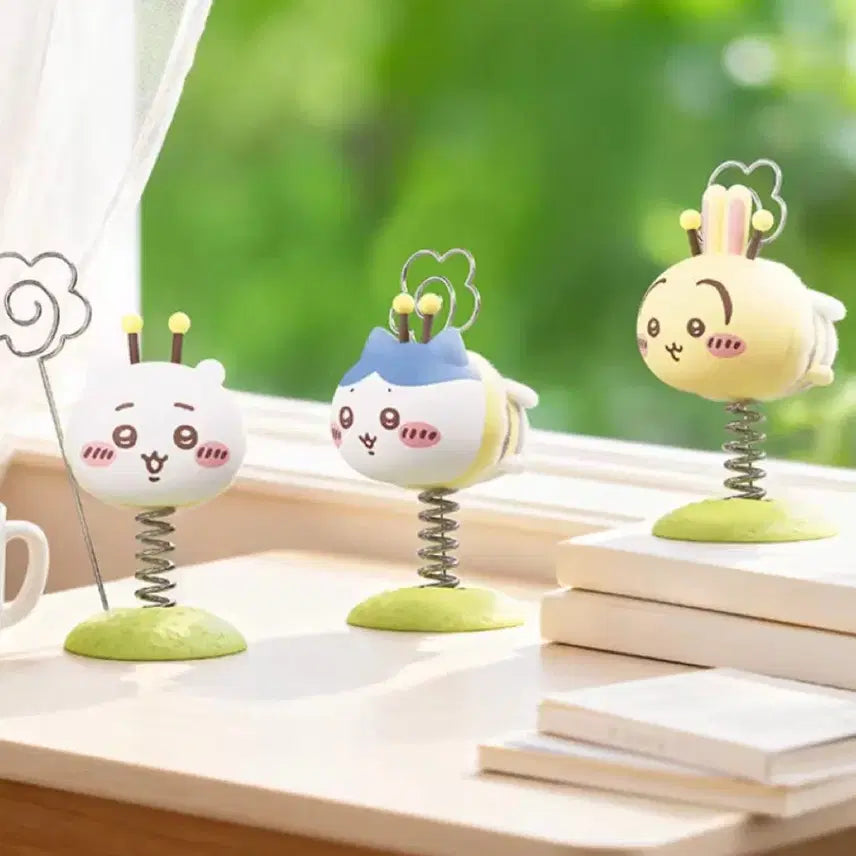 [BUNJANG] Chiikawa Bee Bobble Figure Memo Holder 3-Piece Set / 치이카와 꿀벌 흔들 피규어 메모꽂이 3종 세트