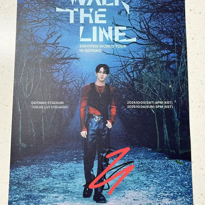 [BUNJANG] ENHYPEN Jungwon W Korea Signed Poster / 엔하이픈 정원 웤더라 고양 친필 싸인 포스터