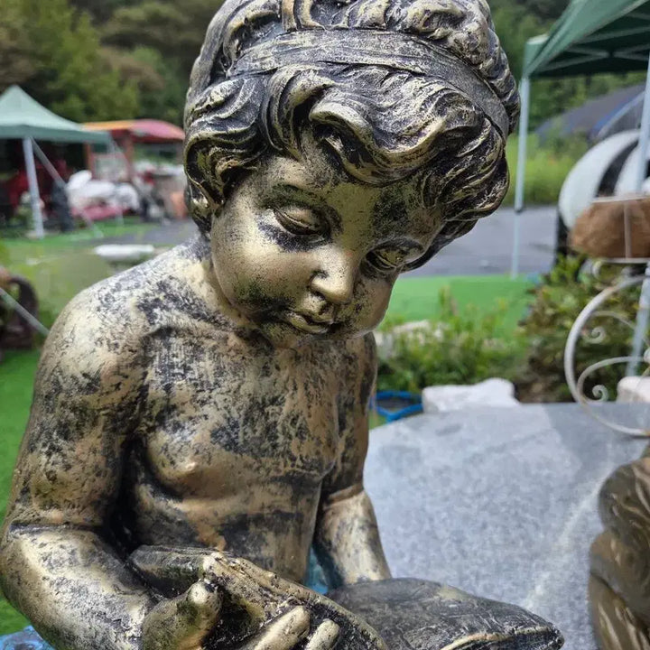 [BUNJANG] Antique Reading Child Statue / 조각상