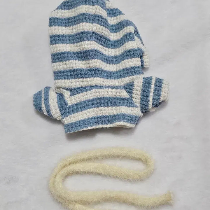 [BUNJANG] 10cm Doll Striped Hood Knit Set - Blue / 10cm 솜인형옷 줄무늬 후드니트 세트 블루