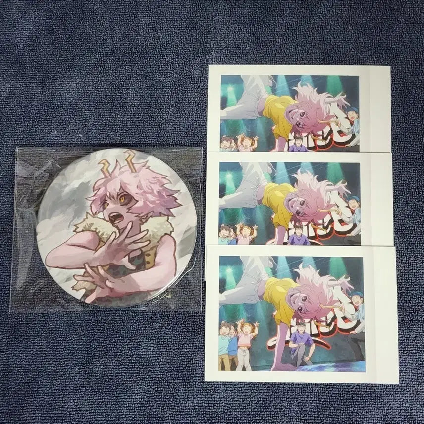[BUNJANG] My Hero Academia Mina Ashido Original Art Exhibition Final Season Can Badge &amp; Pashacard Bundle Set / 일괄) 히로아카 아시도 미나 원화전 캔뱃지 파이널시즌 파샤 3장