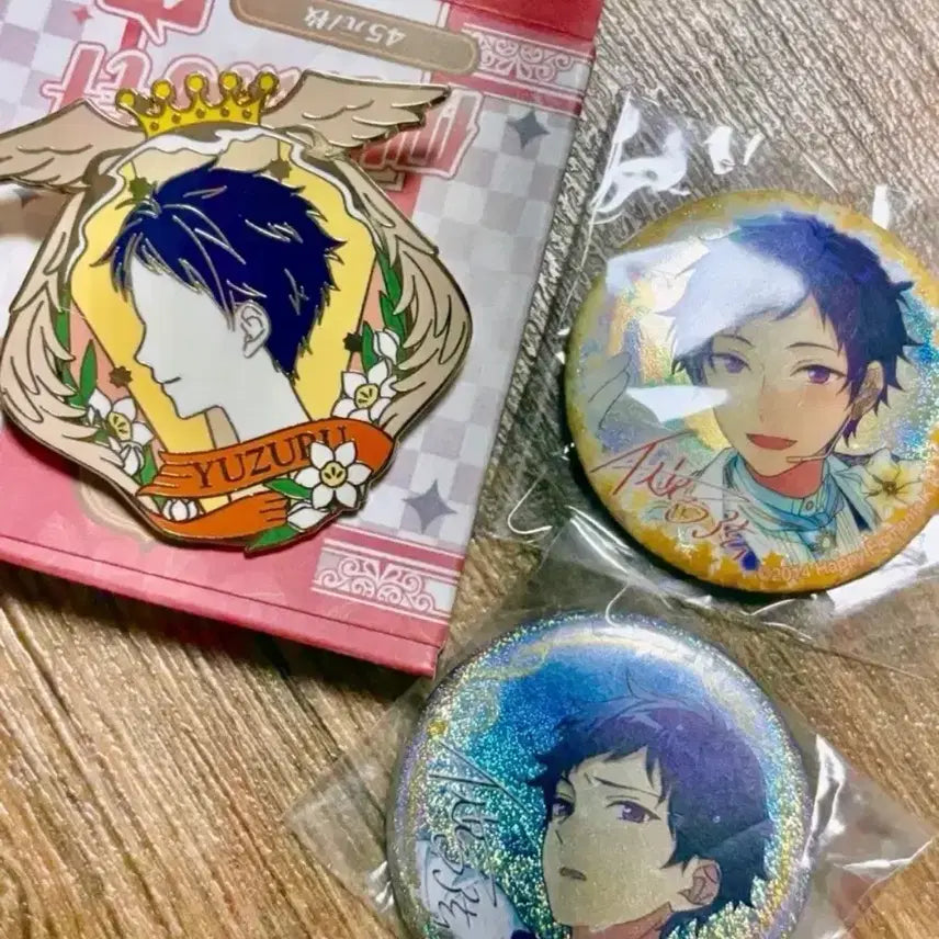 [BUNJANG] Ensemble Stars Yuzuru Midori-style Glitter Badge Bundle Set / 앙스타 유즈루 중스타 옆모습 글리터 뱃지 일괄