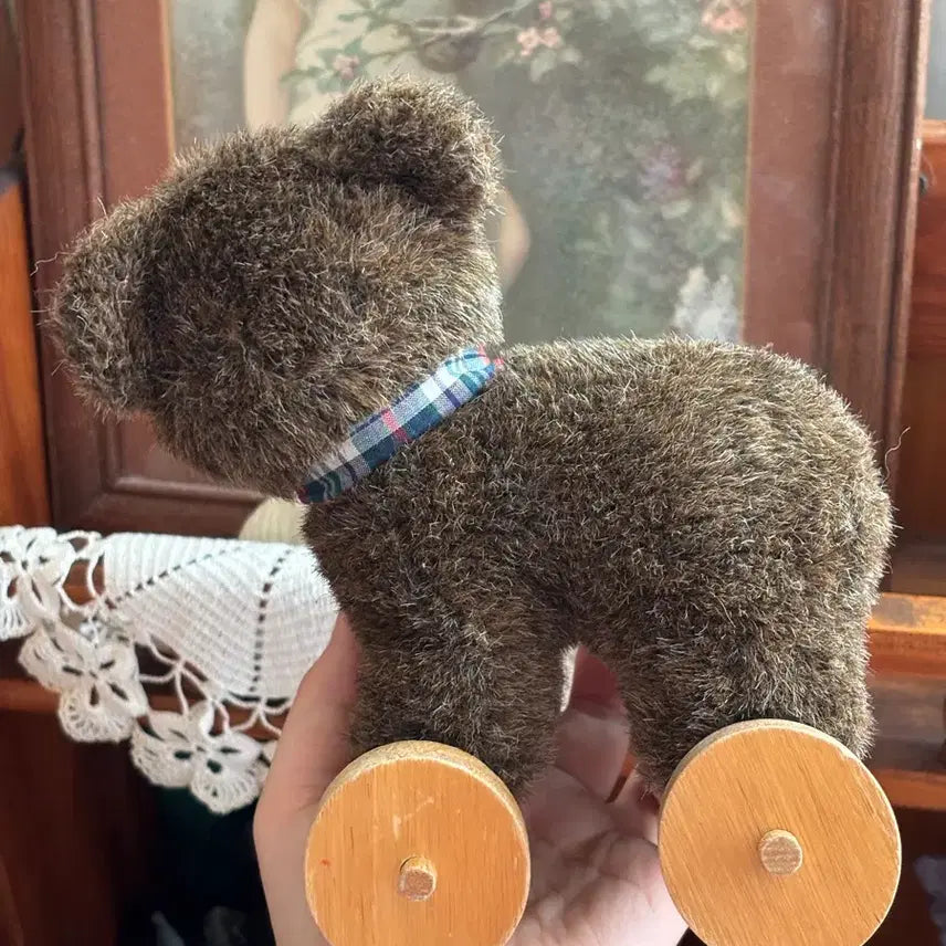 [BUNJANG] Vintage Teddy Bear Wheeled Toy Retro Interior Prop / 앤틱빈티지 테디베어 휠토이 인형 레트로 인테리어소품 고전완구문구토이 모리걸 갸루 y2k 보이즈베어X