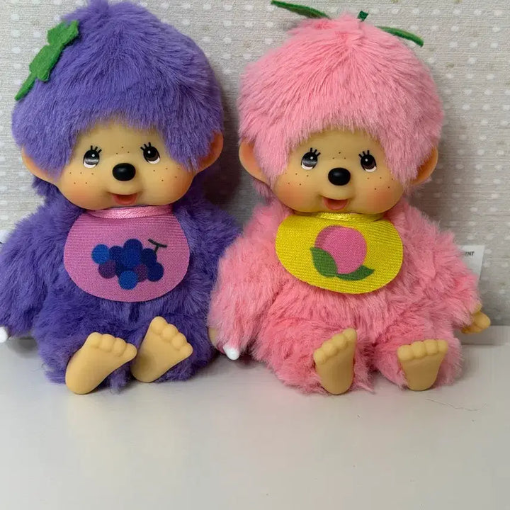 [BUNJANG] Monchhichi Grape &amp; Peach Flavor Keychain Bundle Set / 포도, 복숭아 몬치치 키링