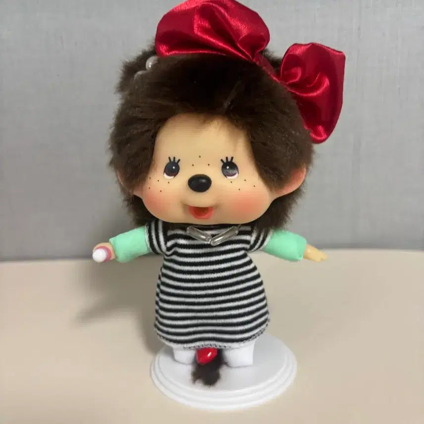[BUNJANG] Monchichi Big Head Striped Dress / 홍콩 대두 단가라 원피스 몬치치