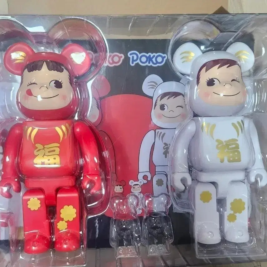 [BUNJANG] Be@rbrick Peko &amp; Poko 400% Set - Red &amp; White / 베어브릭 페코 포코 400% 레드 화이트 2종 세트