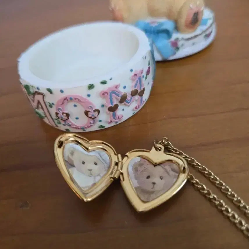 [BUNJANG] Vintage Cherished Teddies Trinket Box with Necklace / 빈티지 체리쉬드 테디즈 트링켓 보석함 레어