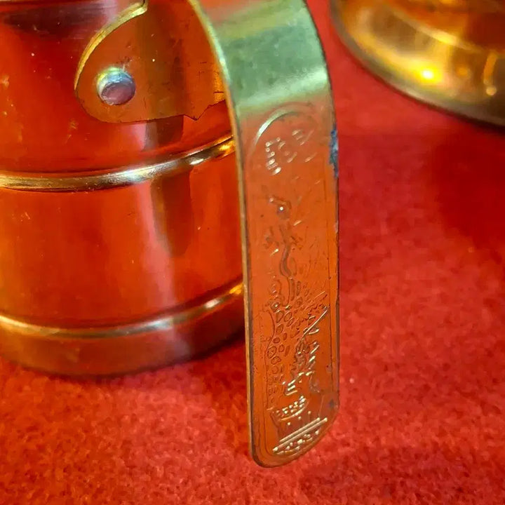 [BUNJANG] Vintage Copper Teapot and Cup Set with Blue Pattern / 빈티지 주전자와 컵 셋트