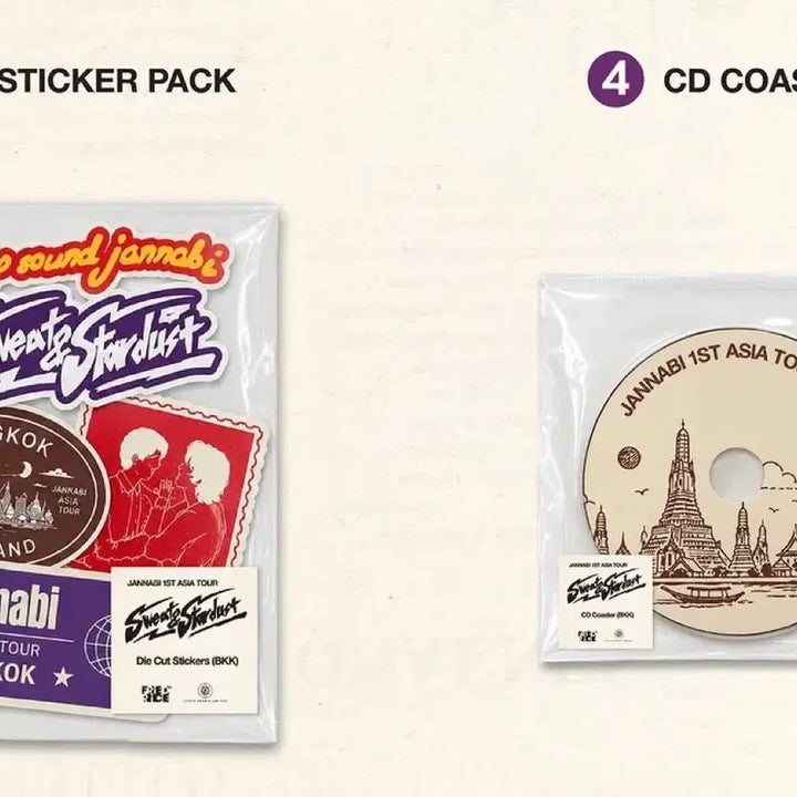 [BUNJANG] Jannabi Bangkok Concert MD Sticker Pack &amp; CD Coaster Set / 잔나비 방콕 엠디