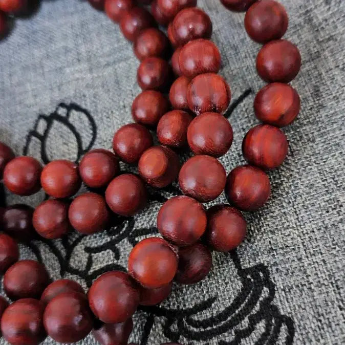 [BUNJANG] Burmese Red/Black Hwalil 108 Bead Mala, 8mm / 미안마 홍/흑화리 108주 8mm