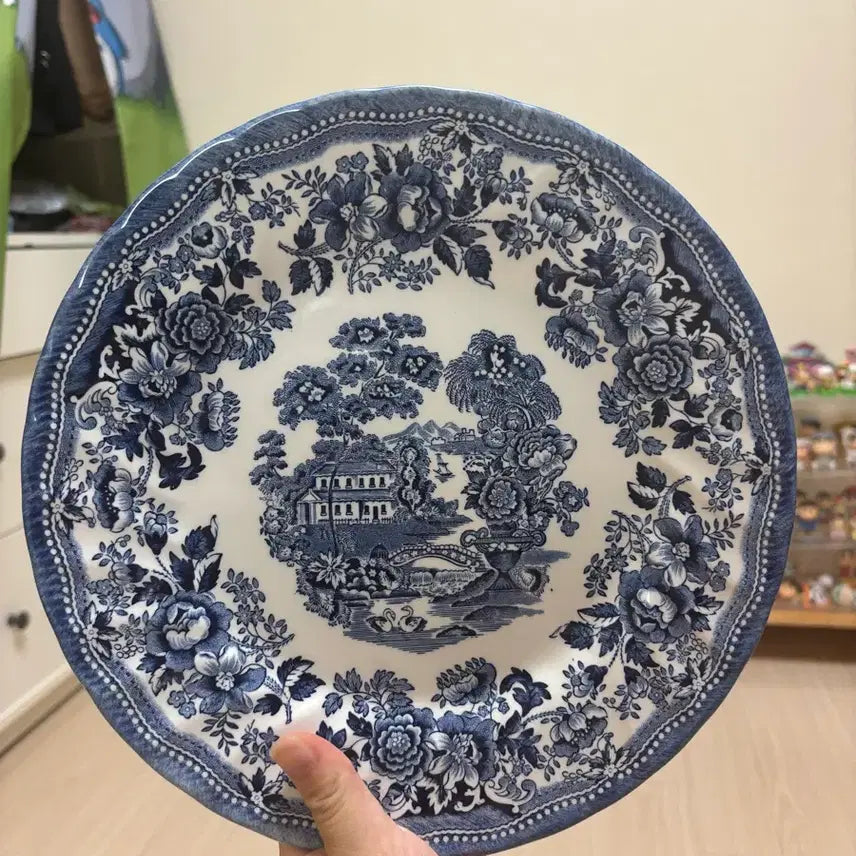 [BUNJANG] Churchill Blue Willow Pattern Vintage Plates Set of 3 / 처칠 윌로우 패턴 블루 빈티지 접시 3종세트