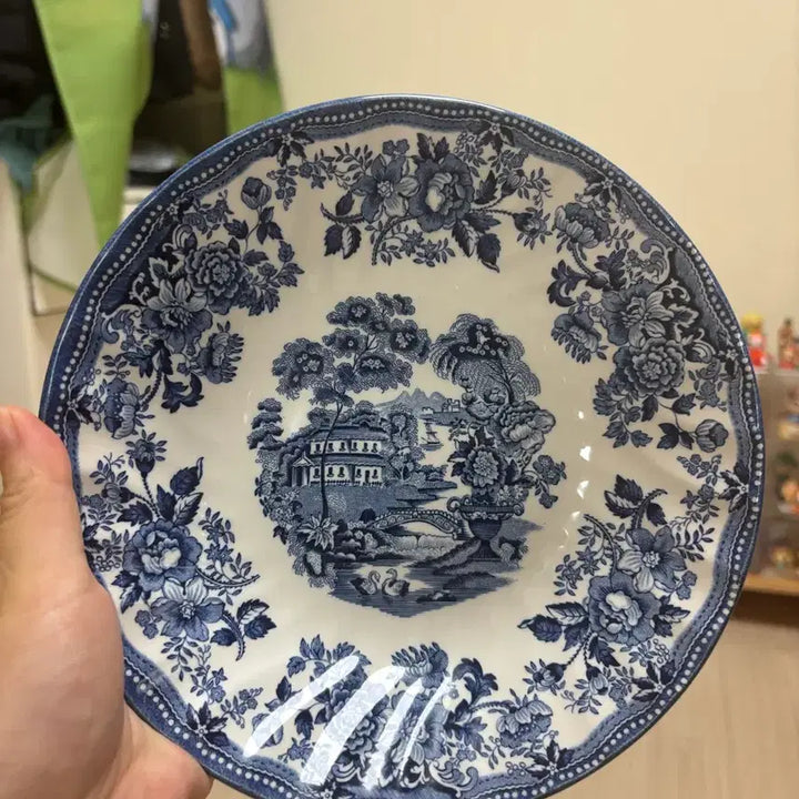 [BUNJANG] Churchill Blue Willow Pattern Vintage Plates Set of 3 / 처칠 윌로우 패턴 블루 빈티지 접시 3종세트