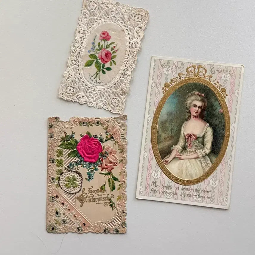 [BUNJANG] Vintage Postcard Set (Flower and Female Illustration) / 빈티지 엽서set