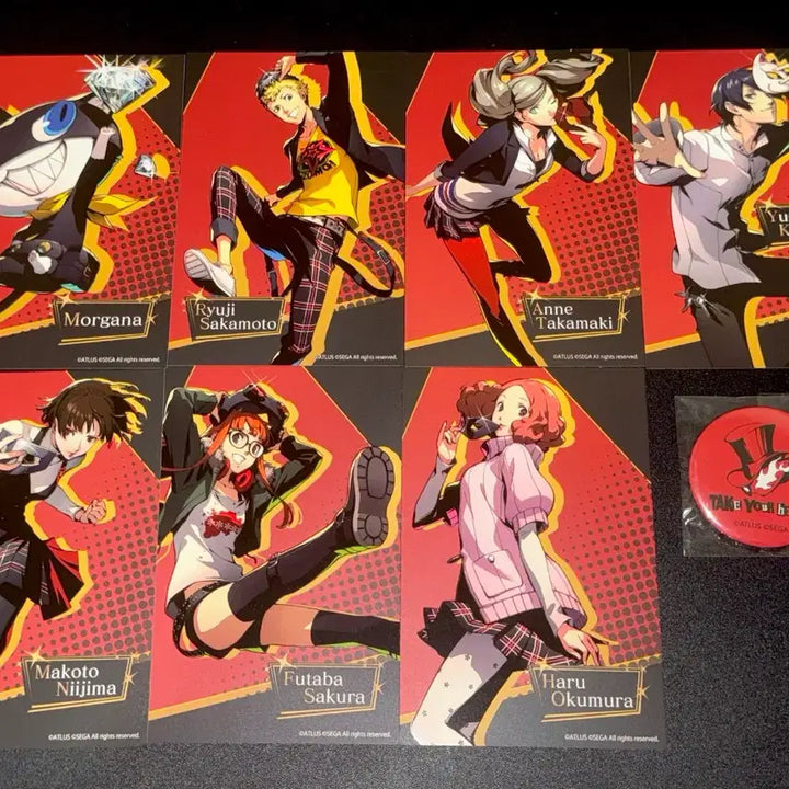 [BUNJANG] Persona 5 Royal Phantom Thieves Postcard &amp; Can Badge Bundle Set / 페르소나5 더 로열 괴도단 엽서 캔뱃지 비공굿 프박 일괄 판매