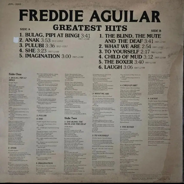 [BUNJANG] Freddie Aguilar Greatest Hits LP / FREDDIE AGUILAR-GREATEST HITS LP