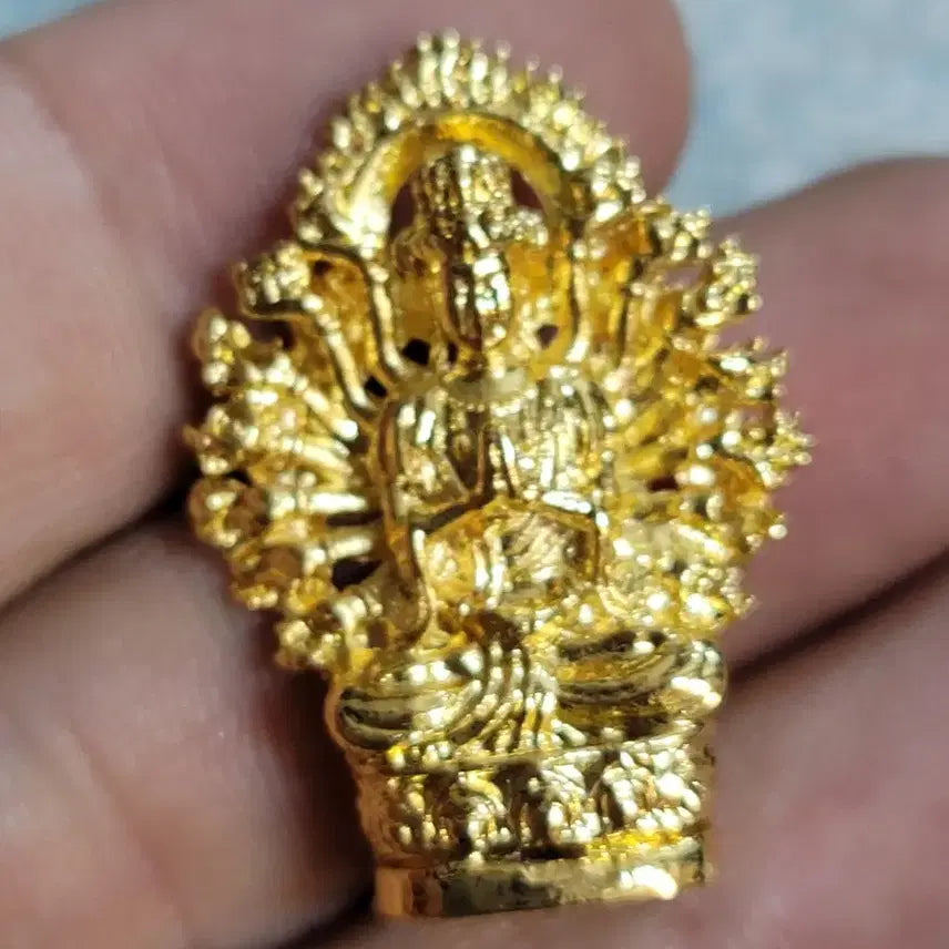 [BUNJANG] Gilt Bronze Lotus Buddha Statue (Kwanseum/Vairocana) / ㅎ184.금동연꽃.불교.해탈.부처님.호신불.괴불.불상.관세음.비로자나불.금화.은화