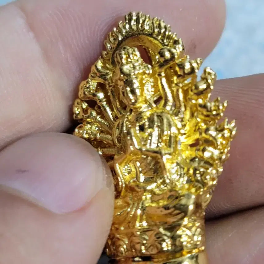 [BUNJANG] Gilt Bronze Lotus Buddha Statue (Kwanseum/Vairocana) / ㅎ184.금동연꽃.불교.해탈.부처님.호신불.괴불.불상.관세음.비로자나불.금화.은화