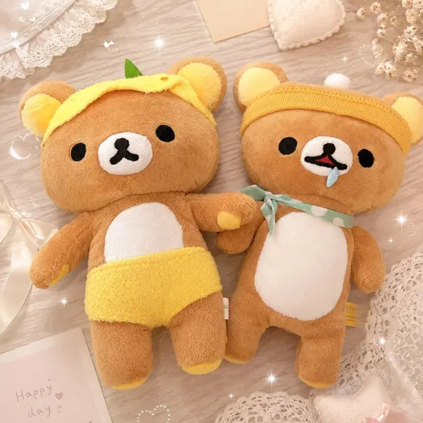 [BUNJANG] Vintage Rilakkuma Lemon Hat &amp; Drooling Plush Set / 고전 리락쿠마 레몬인형, 리락쿠마 침인형 일괄