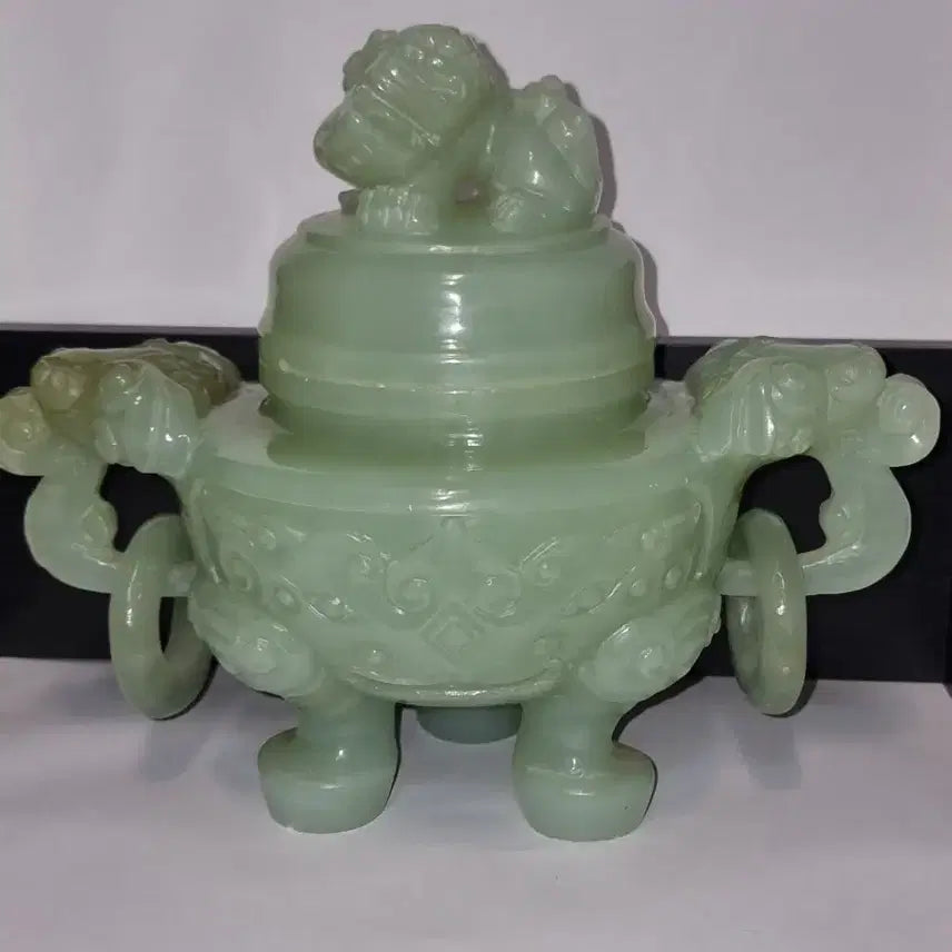 [BUNJANG] Antique High-Quality Jade Carved Incense Burner / 추천 오래된 고품질 비휴 치우 향로 옥 조각품 4대 명옥 맑은 청백옥