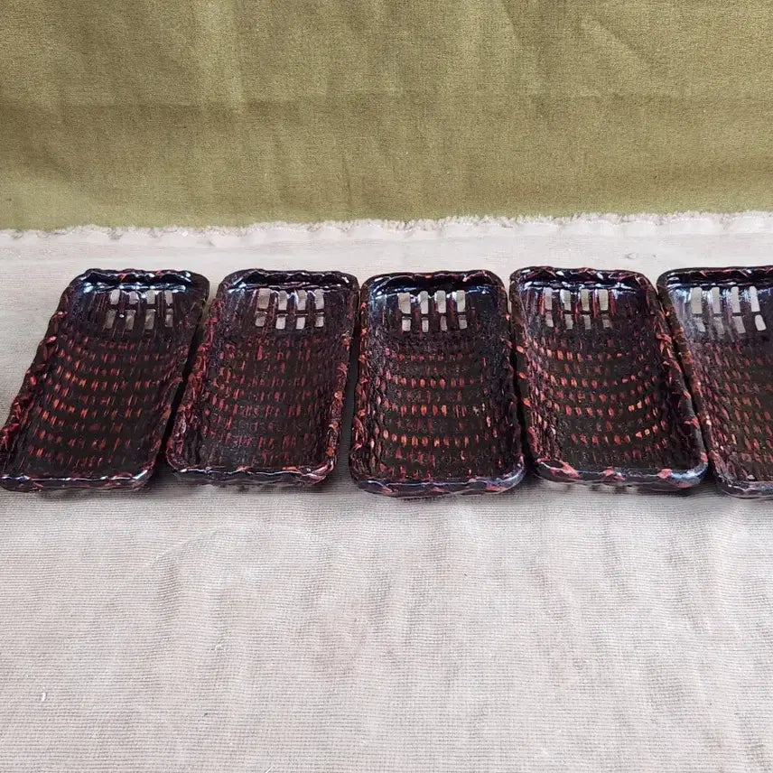 [BUNJANG] Natural Bamboo Lacquerware Daseik Plates Set of 5 / 천연대나무 옻칠 다식접시5점
