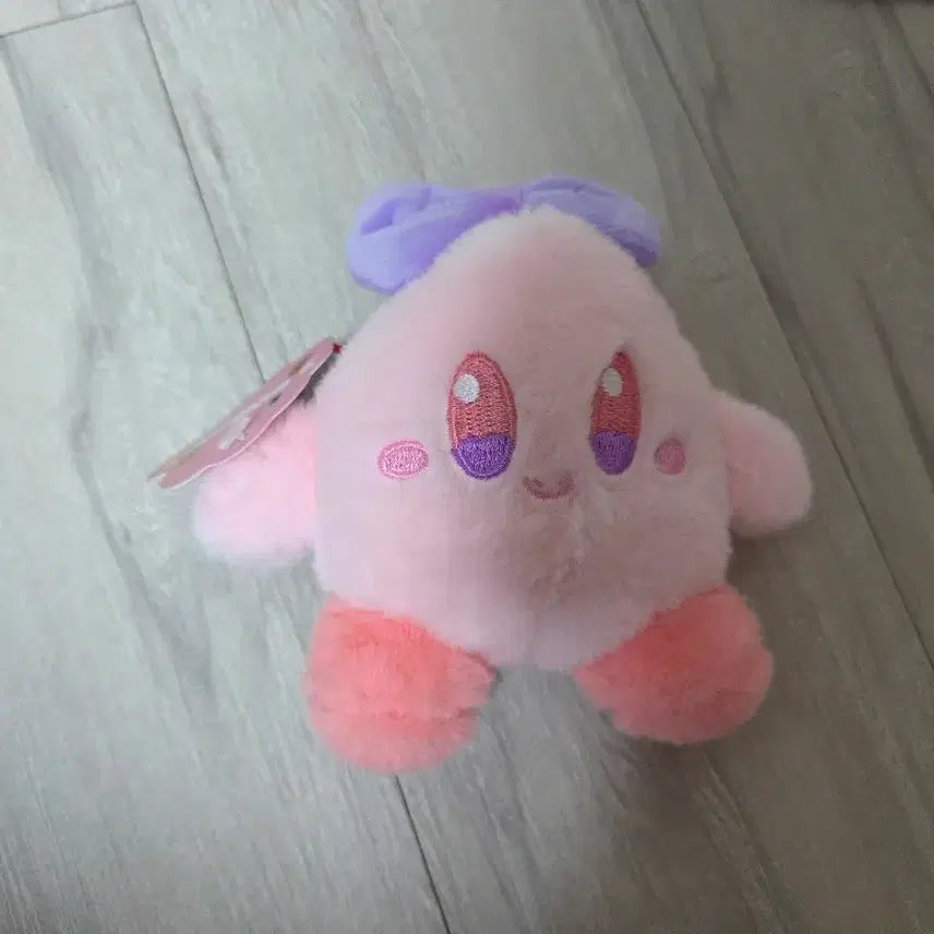 [BUNJANG] Kirby Plush Pink with Purple Ribbon / 커비 인형 핑크 보라 리본