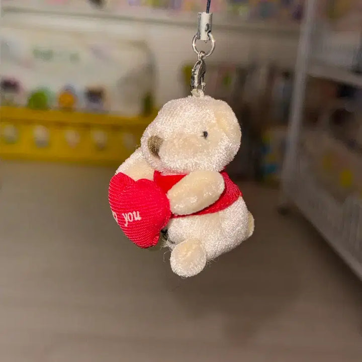 [BUNJANG] Heart Bear Plush Keychain / 하트 곰인형 키링 고전문구 빈티지