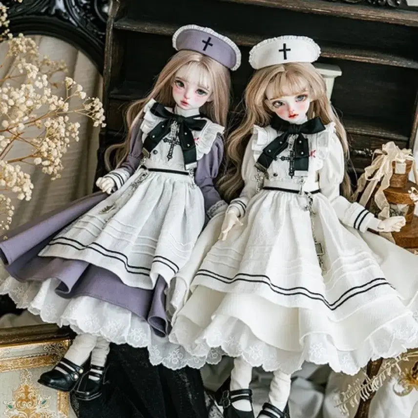 [BUNJANG] Psycho Lab Nurse Uniform Set for Dollfie Dream (SD/DD Size) / Sd/dd 돌피드림 구체관절인형 싸이코랩 간호사복