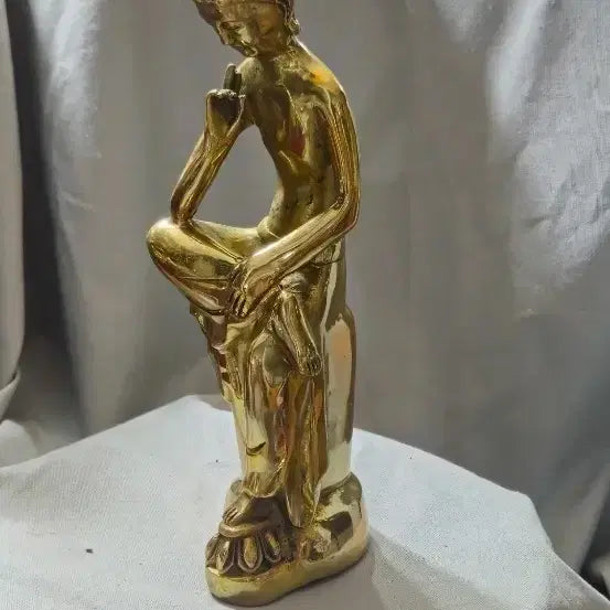 [BUNJANG] Brass Seated Maitreya Buddha Statue 24cm / 황동 미륵반가사유상 24cm 1kg 묵직한 불교 조형물