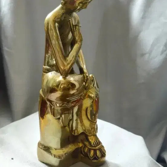 [BUNJANG] Brass Seated Maitreya Buddha Statue 24cm / 황동 미륵반가사유상 24cm 1kg 묵직한 불교 조형물