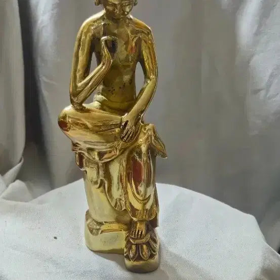[BUNJANG] Brass Seated Maitreya Buddha Statue 24cm / 황동 미륵반가사유상 24cm 1kg 묵직한 불교 조형물